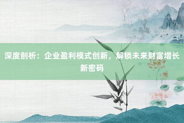 深度剖析：企业盈利模式创新，解锁未来财富增长新密码