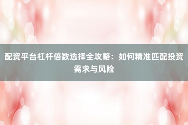 配资平台杠杆倍数选择全攻略：如何精准匹配投资需求与风险