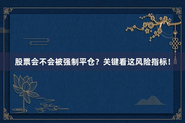 股票会不会被强制平仓？关键看这风险指标！