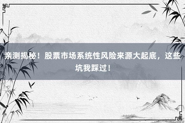 亲测揭秘！股票市场系统性风险来源大起底，这些坑我踩过！